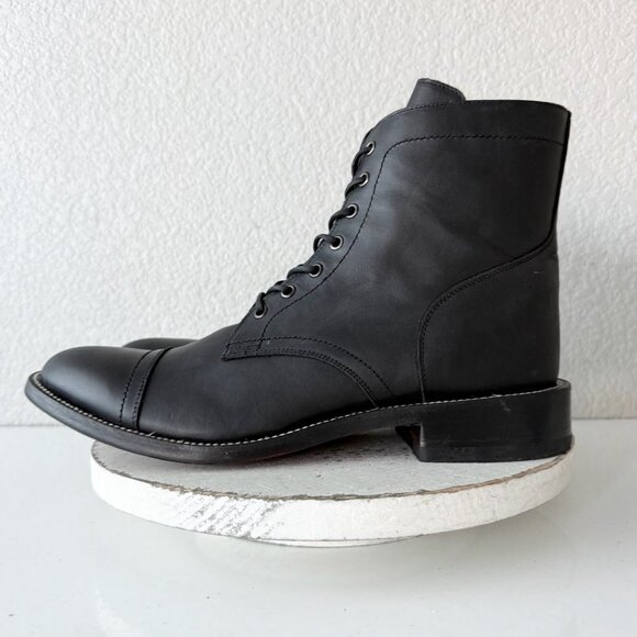 NEW Lane Mens Black Ankle Boots Size 12.5 Lace-up Casual Genuine Leather Sole - Picture 4 of 11